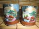 Japanese Kutani Porcelain Pair 2 Tea Cups Lids Set W/original Wood Case Glasses & Cups photo 4