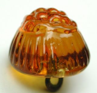 Antique Charmstring Button Honey Color Candy Mold Top Swirl Back photo