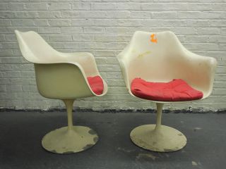 Saarinen Tulip Arm Chairs - A Pair In Need Of Complete Restoration C1960s photo