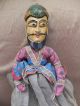 3 Antique Indonesian Carved Wood Puppet Doll Figures Of Royal Fighting Soldiers Carved Figures photo 8