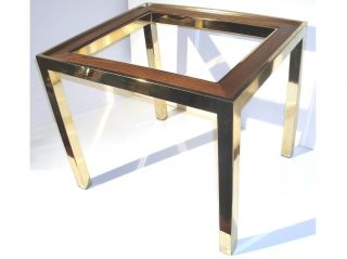 Mid Century Milo Baughman Type Brass Side Table photo