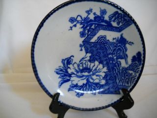 Old Japanese Meiji Period Blue & White Charger Plate - Floral/landscape 10 In. photo