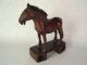 Unusual Old Chinese Oriental Carved Mahogany Wood Horse On Stand,  Glass Eyes Horses photo 1