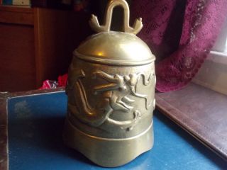 Antique Asian/chinese/japenese? Vtg Brass/ Bronze/gold Dragon Gong Bell photo