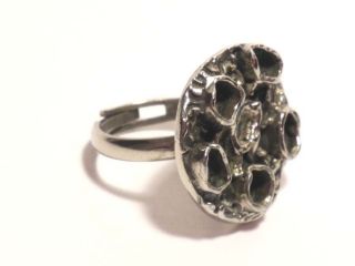Vtg Modernist Abstract R.  Lavin Brutalist Ring Pewter Textured Freeform Vidal Nr photo