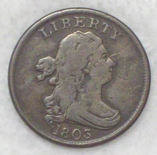 1803 Bust Half Cent Rare C - 1 Variety 97,  900 Minted F+/vf Detailing - Tone photo