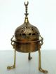 Egyptian Revival Islamic Brass Incense Burner Ottoman Cairoware Middle East photo 3