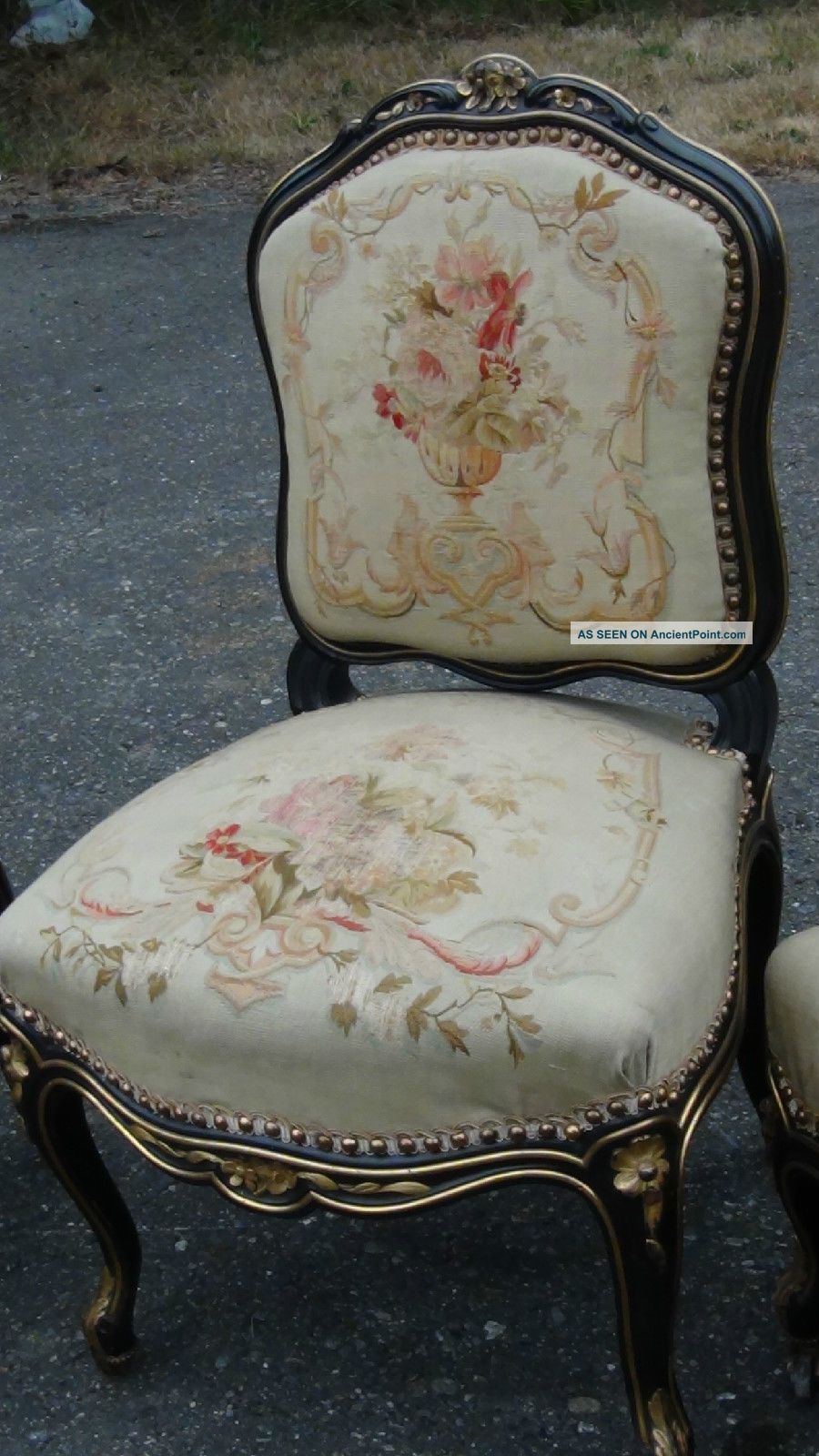 Setof3 Antique Louis Xv French Fauteuil Carved Aubusson Tapestry Circa1750 Chair Pre-1800 photo