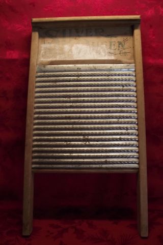 Old Vintage Silver Queen Wash Board Made By Howard Woodenware photo