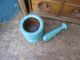 Small Vintage Wood Mortar And Pestle Robins Egg Blue Paint Primitives photo 1