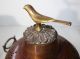 Vintage Chinese Copper Brass Bird Large 2 Pc Incense Smoke Burner Brazier Incense Burners photo 2