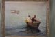 Circa - 1900 Antique Mediterranean Impressionist Seascape Fishermen Oil Painting Other photo 1