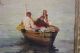 Circa - 1900 Antique Mediterranean Impressionist Seascape Fishermen Oil Painting Other photo 3