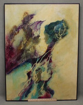 Large Vintage,  Claude Smith,  Mid - Century Modernist Abstract Oil Painting. . .  Nr photo