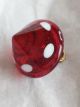 463 Red Ruby Antique Charmstring Glass Button Cone W/ White Dots Swirl Back Buttons photo 3