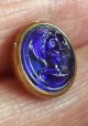 465 Antique Translucent Cobalt Blue Jenny Lind Waistcoat Charmstring Button Buttons photo 2