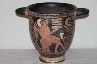 Very Large Quality Ancient Greek Pottery Red Figure Skyphos 4th Cent Bc Wine Cup photo