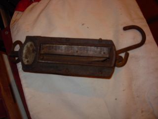 Antique Old Iron Hanging Scale Chatillon Serial 34 H Iron Hooks Meat Grain photo