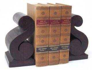 Antique Mahogany Wood Scroll Bookends Architectural Wood Scroll Victorian Era photo