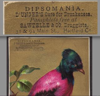 Drunk Remedy Dipsomania D ' Unger ' S Cure For Drunkeness Alcholic Hartford Ct Card photo
