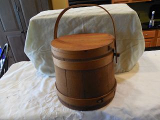Antique Late Wooden 19th Century Firkin/sugar Bucket photo