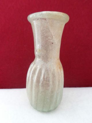 Ancient Roman Glass Ribbed Bottle photo
