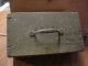 Old Antique Primitive Wood Box Painted Green Mailing Address Handle Hadley Mass Primitives photo 2
