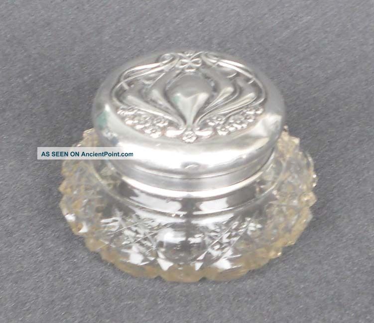 1900 Horton & Allday Birmingham Sterling Crystal Vanity Perfume Jar Art Nouveau Other photo