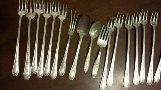 17 Pcs Community Plate Seafood Fork And Spoons photo
