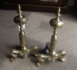 A Early 20th Century Andirons Chenets Newly Polished photo