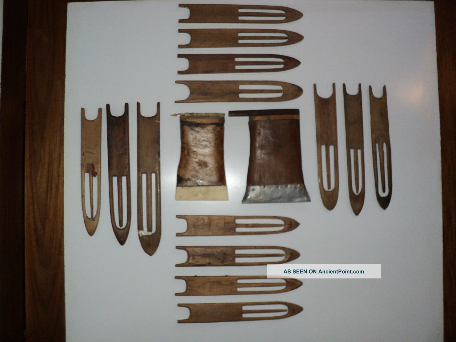 16 Pieces Folk Art Primitive Fishing Net Mending Tools Antique Handmade Astoria Primitives photo