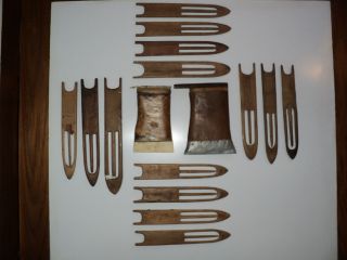 16 Pieces Folk Art Primitive Fishing Net Mending Tools Antique Handmade Astoria photo