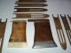 16 Pieces Folk Art Primitive Fishing Net Mending Tools Antique Handmade Astoria Primitives photo 1