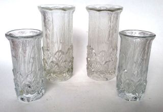 Art Deco Style Italian Fidenza Pressed Glass Angular Leaf Glasses Vase Italy photo