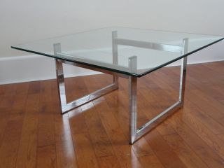 Mid Century Modern Chrome Table In The Style Of Milo Baughman photo