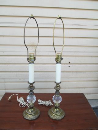 51563 Pair Glass And Metal Table Lamps Lamp S photo