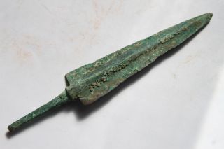 Qualty Ancient Greek Bronze Spearhead 8/7th Century Bc photo