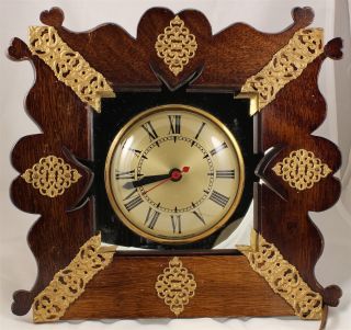 Vintage Sessions Art Deco Wood Mirror Shelf Clock W/gold Accents Model W - Works photo