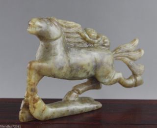 Chinese Hetian White Jade Handwork Carved The Running Horse Statue photo