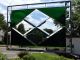 Stainded Glass Transom Window Panel - Four Diamonds With Green Cathedral 1940-Now photo 11