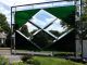Stainded Glass Transom Window Panel - Four Diamonds With Green Cathedral 1940-Now photo 2