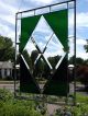 Stainded Glass Transom Window Panel - Four Diamonds With Green Cathedral 1940-Now photo 7