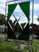 Stainded Glass Transom Window Panel - Four Diamonds With Green Cathedral 1940-Now photo 8