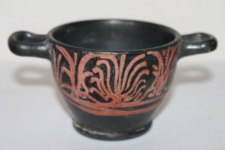 Ancient Greek Xenon Painted Pottery Skyphos Wine Cup 4th Century Bc photo