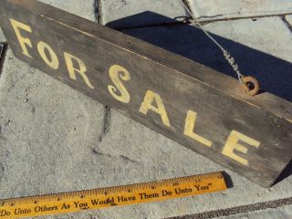Primitive Antique Folk Art Old Pale Yellow Paint Sign On Board photo