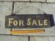 Primitive Antique Folk Art Old Pale Yellow Paint Sign On Board Primitives photo 1