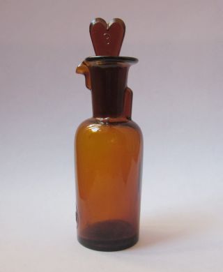 Antique German Drop Opium Anaesthesia Medical Amber Glass Bottle L - H 20ml Size 3 photo
