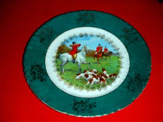 Fox Hunting Scene Plate In Art Nouveau Style By Victoria Austria Porcelain Maker photo