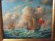 Antique English Warships Oil Painting W/original Frame Artist Signed 1872 Nr Other photo 1