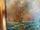 Antique English Warships Oil Painting W/original Frame Artist Signed 1872 Nr Other photo 3